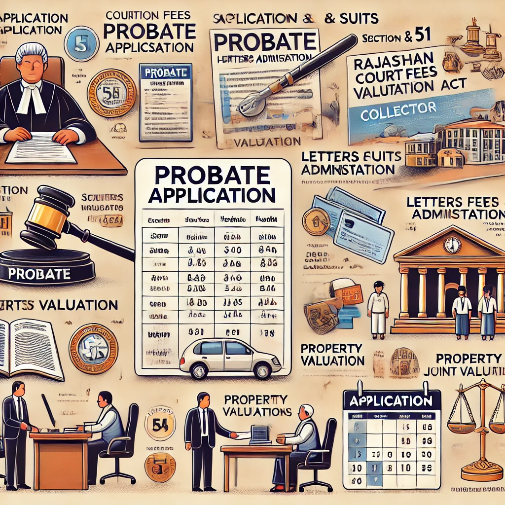 Application and Fees for Probate or Letters of Administration (Section 50 & 51 of The Rajasthan Court Fees and Suits Valuation Act, 1961)