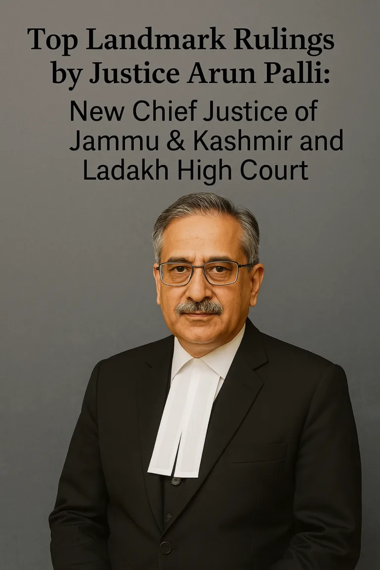 Top Landmark Rulings by Justice Arun Palli : New Chief Justice of Jammu & Kashmir and Ladakh High Court