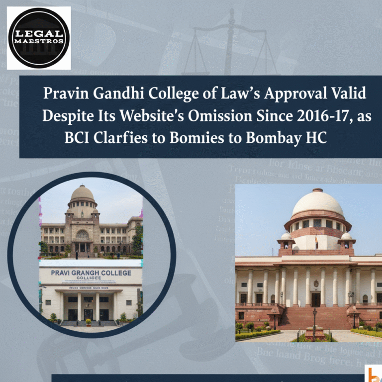 Is Pravin Gandhi College of Law’s Approval Valid Despite Its Website’s Omission Since 2016-17, as BCI Clarifies to Bombay High Court?