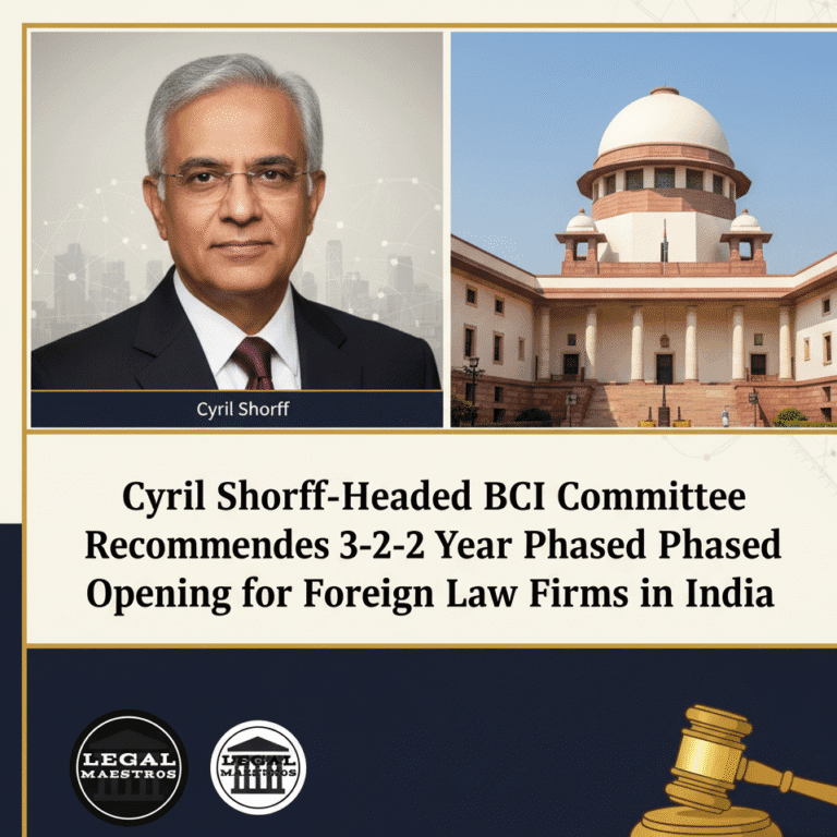 Cyril Shroff-Headed BCI Committee Recommends 3-2-2 Year Phased Opening for Foreign Law Firms in India