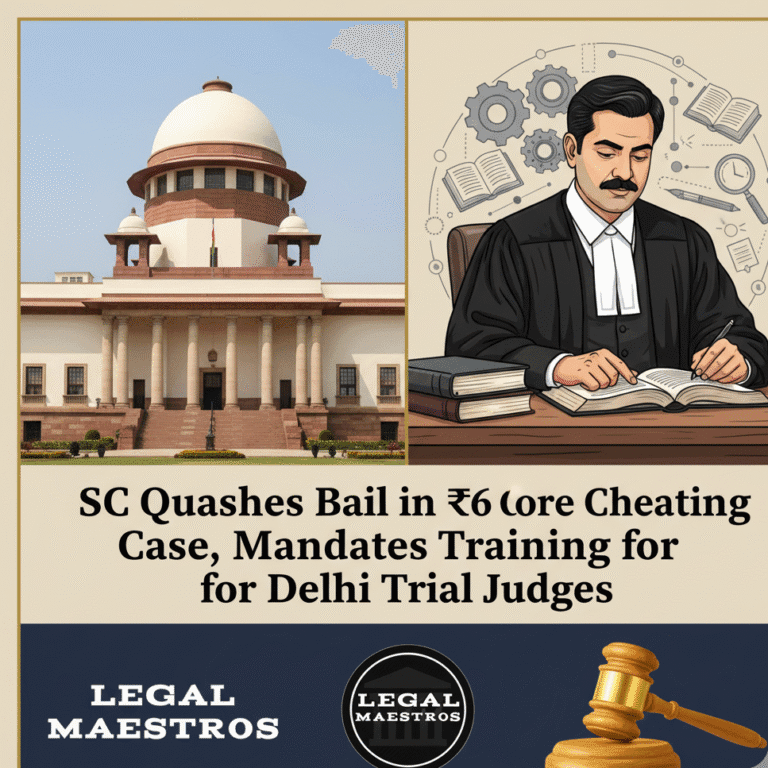 SC Quashes Bail in ₹6 Crore Cheating Case, Mandates Training for Delhi Trial Judges
