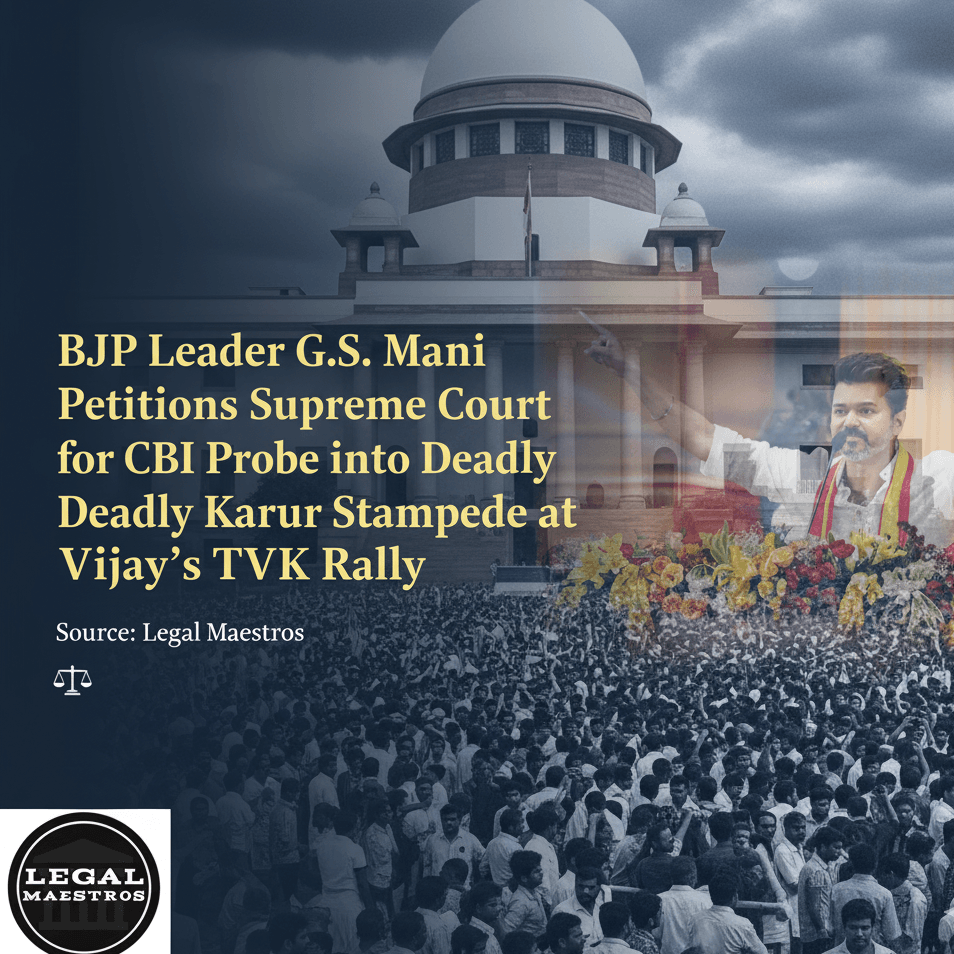 BJP Leader G.S. Mani Petitions Supreme Court for CBI Probe into Deadly Karur Stampede at Vijay's TVK Rally