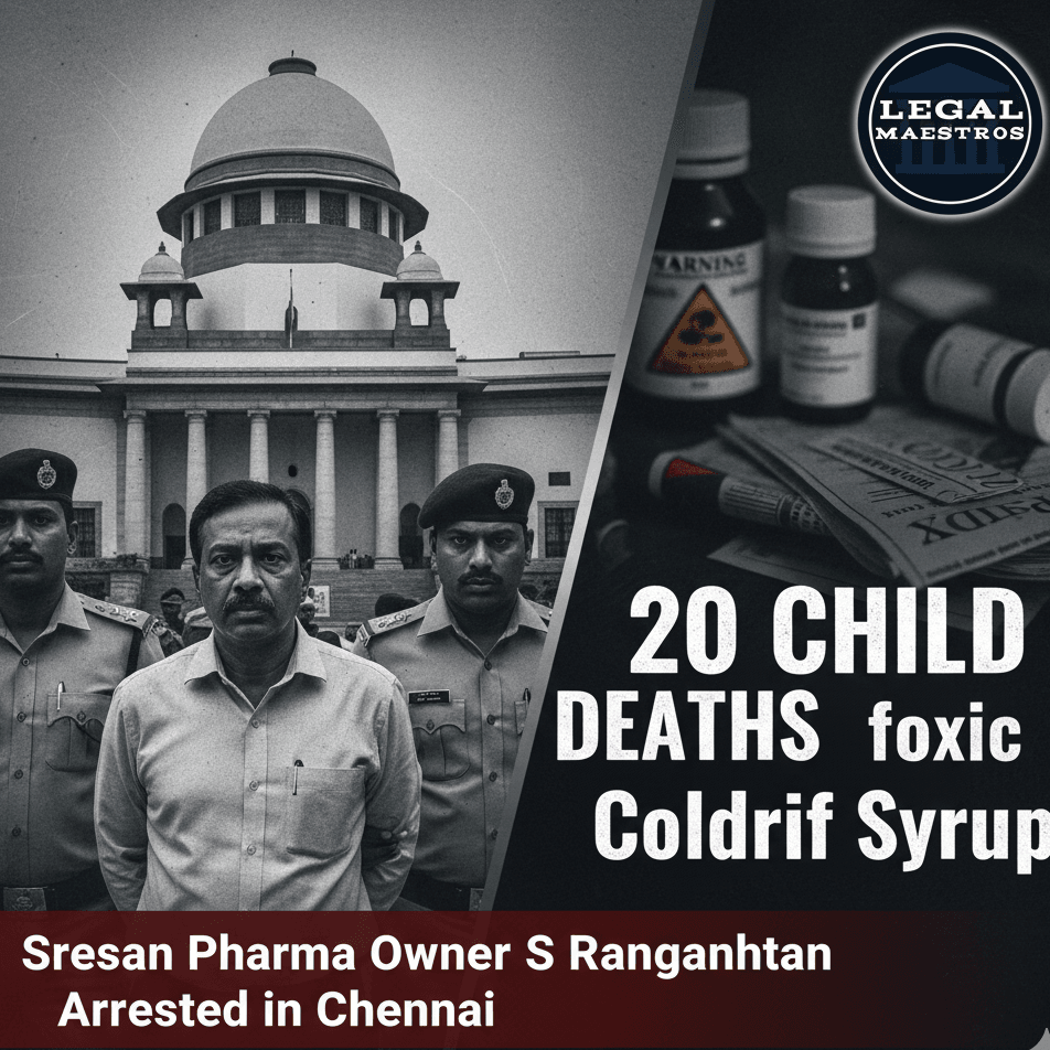 Sresan Pharma Owner S Ranganathan Arrested in Chennai Over 20 Child Deaths from Toxic Coldrif Syrup