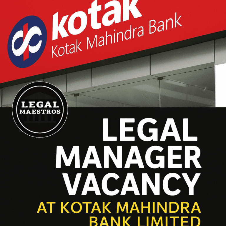 Legal Manager Vacancy At Kotak Mahindra Bank Limited