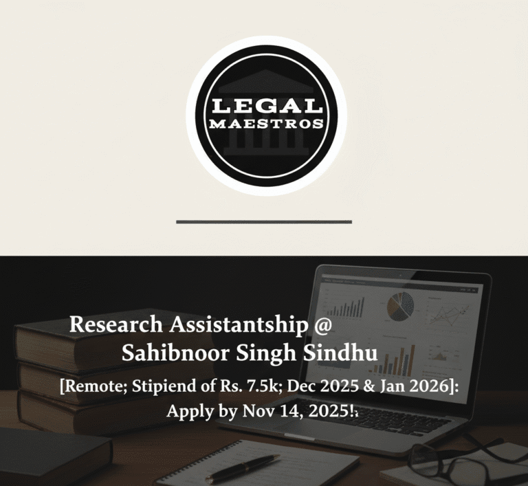 Research Assistantship @ Sahibnoor Singh Sindhu, [Remote; Stipend of Rs. 7.5k; Dec 2025 & Jan 2026]: Apply by Nov 14, 2025!