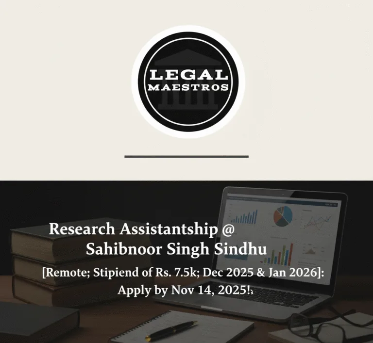 Research Assistantship @ Sahibnoor Singh Sindhu, [Remote; Stipend of Rs. 7.5k; Dec 2025 & Jan 2026]: Apply by Nov 14, 2025!
