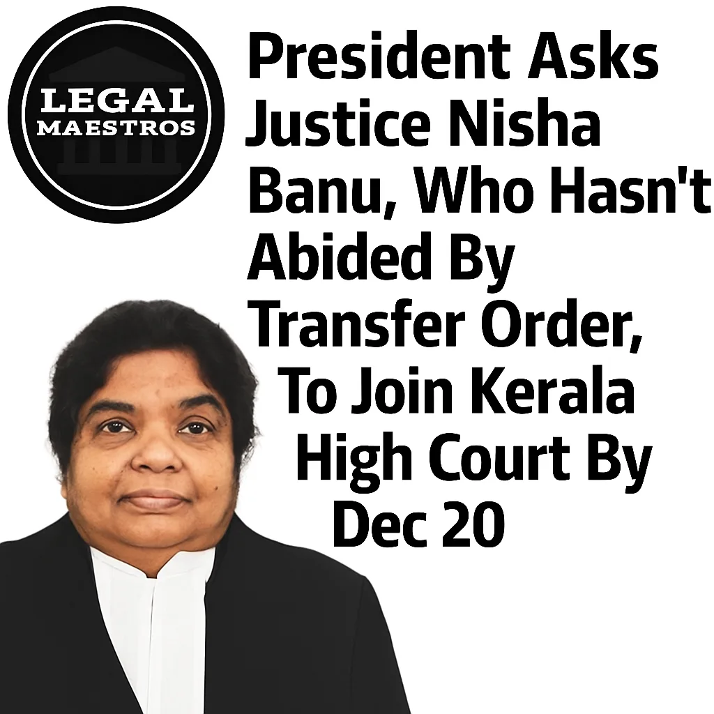 President Asks Justice Nisha Banu, Who Hasn’t Abided By Transfer Order, To Join Kerala High Court By Dec 20