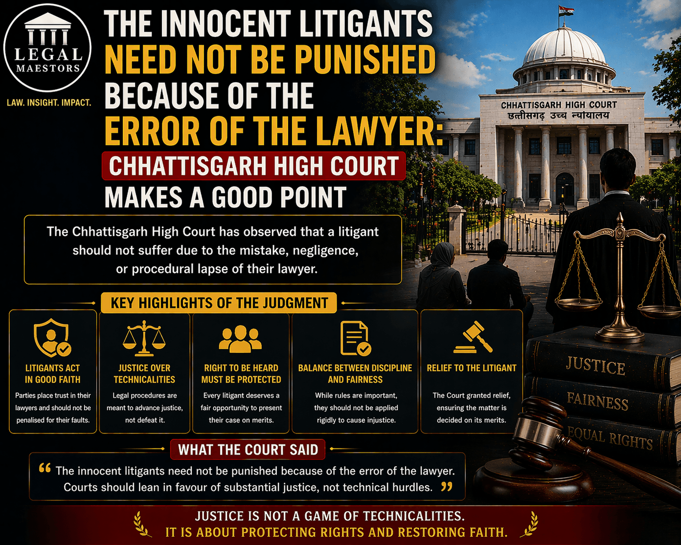 The innocent litigants need not be punished because of the error of the lawyer: Chhattisgarh High Court makes a good point.