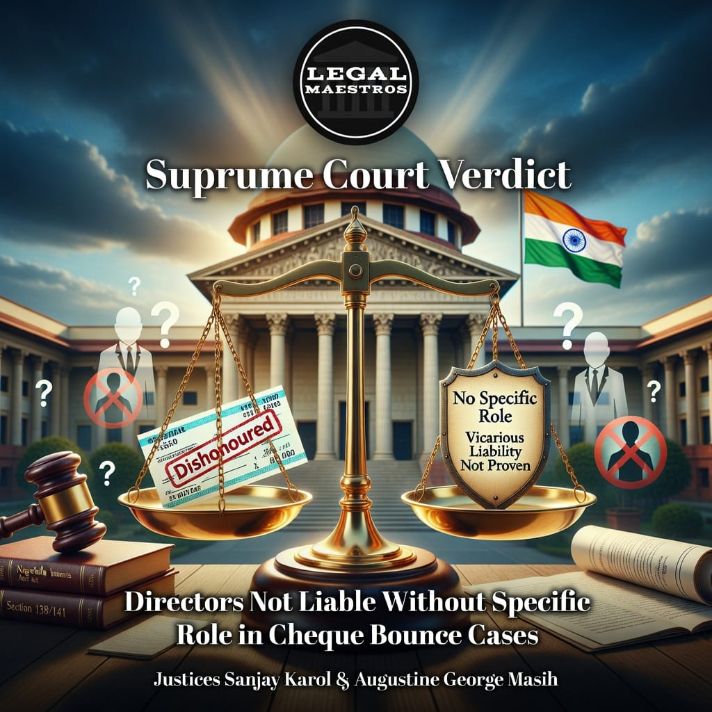 Supreme Court Verdict by Justice Sanjay Karol and Justice Augustine George Masih: Directors Not Liable Without Specific Role in Cheque Bounce Case