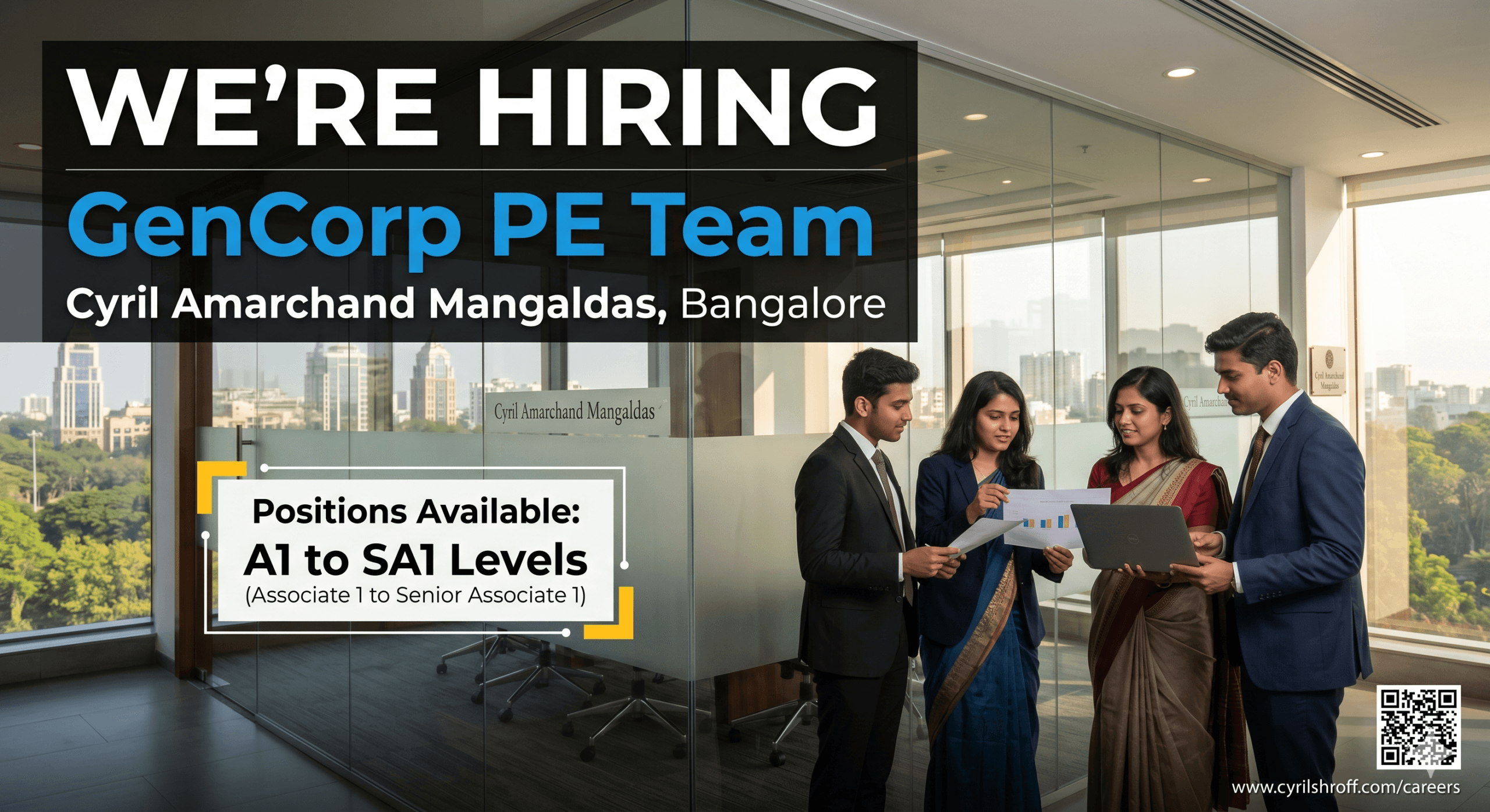 GenCorp PE Team at Cyril Amarchand Mangaldas Bangalore is Hiring – A1 to SA1 Levels