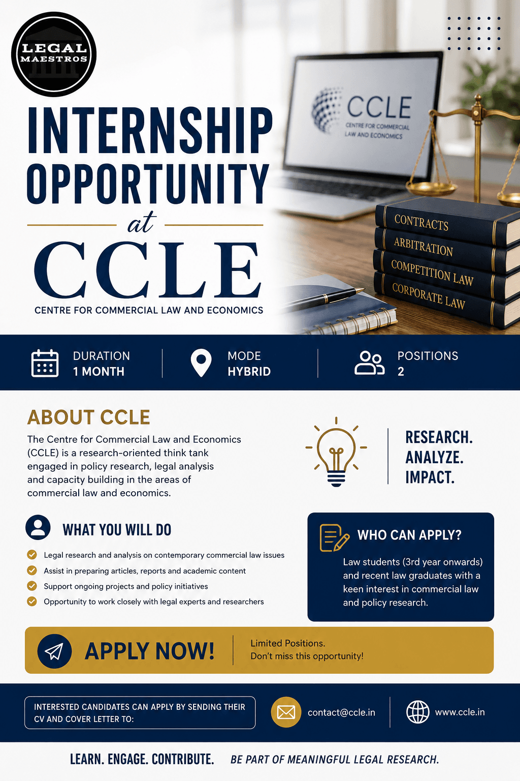 Internship Opportunity at CCLE [Hybrid | 1-Month | 2 Positions]: Apply Now!