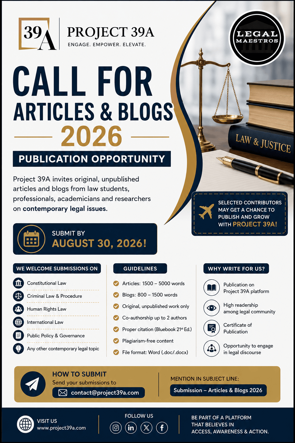 Project 39A Call for Articles & Blogs 2026 [Publication Opportunity]: Submit by August 30!