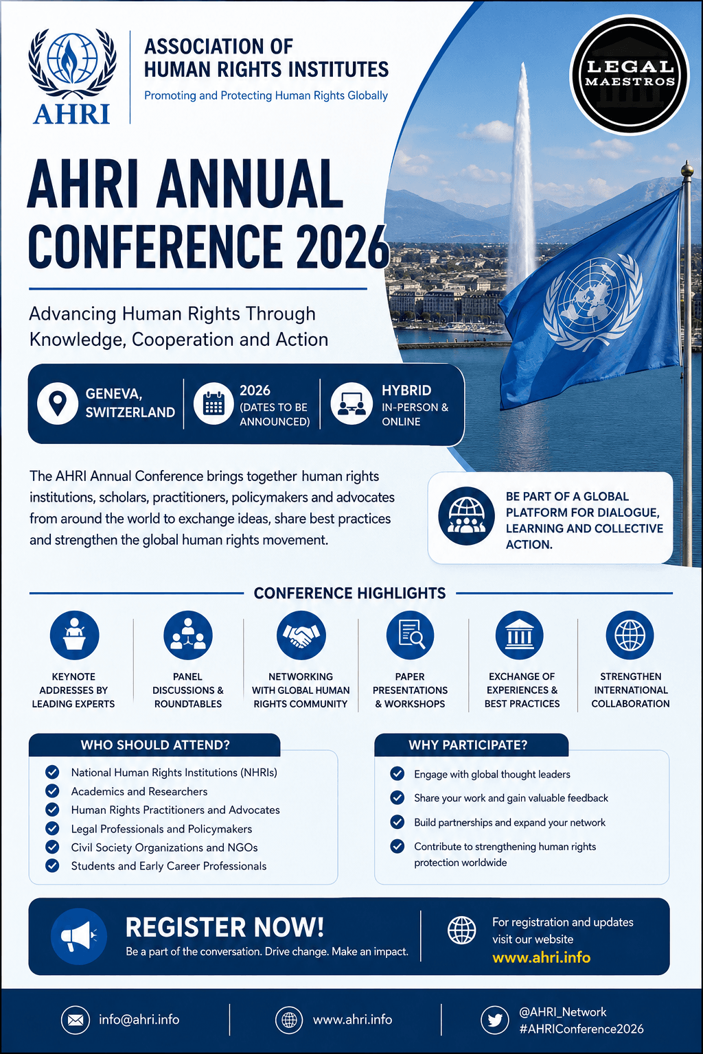 Association of Human Rights Institutes (AHRI) Annual Conference 2026 [Hybrid | Geneva]: Register Now!