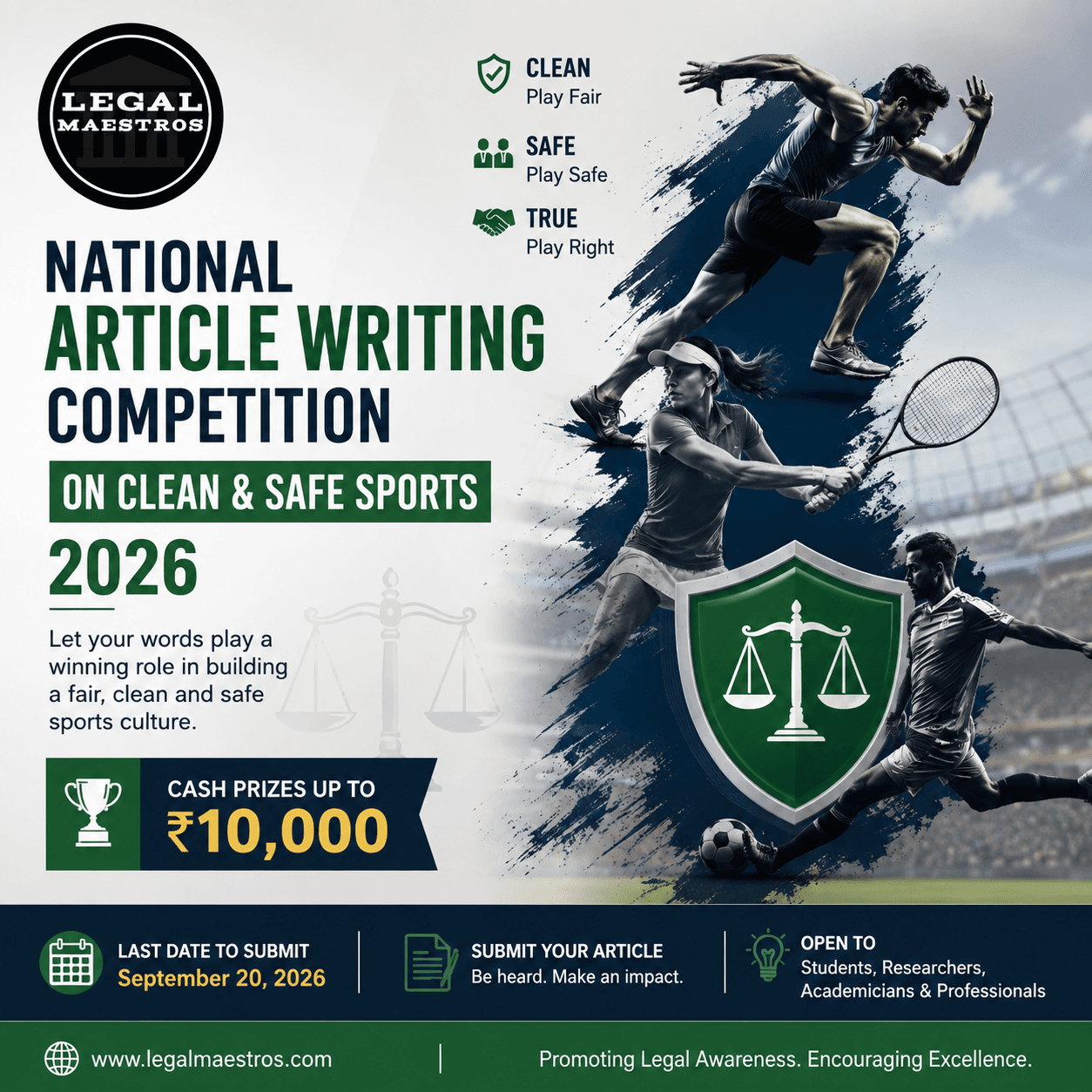 National Article Writing Competition on Clean & Safe Sports 2026 [Cash Prizes up to ₹10,000]: Submit by September 20!