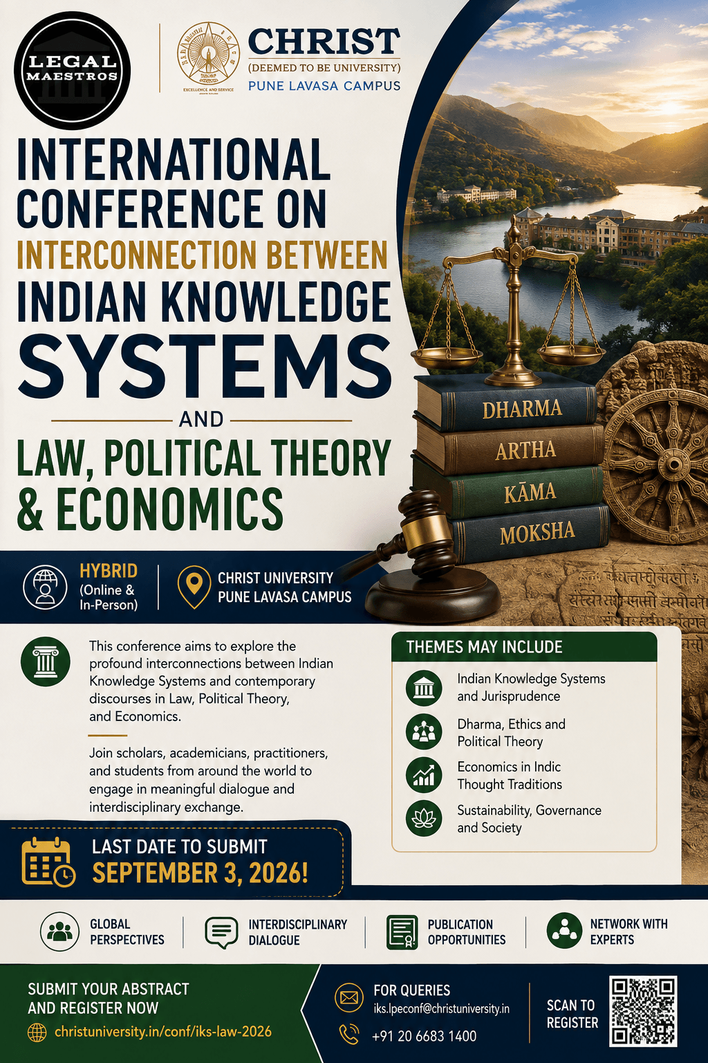 International Conference on Interconnection Between Indian Knowledge Systems and Law, Political Theory & Economics [Hybrid | CHRIST University, Pune Lavasa]: Submit by September 3!