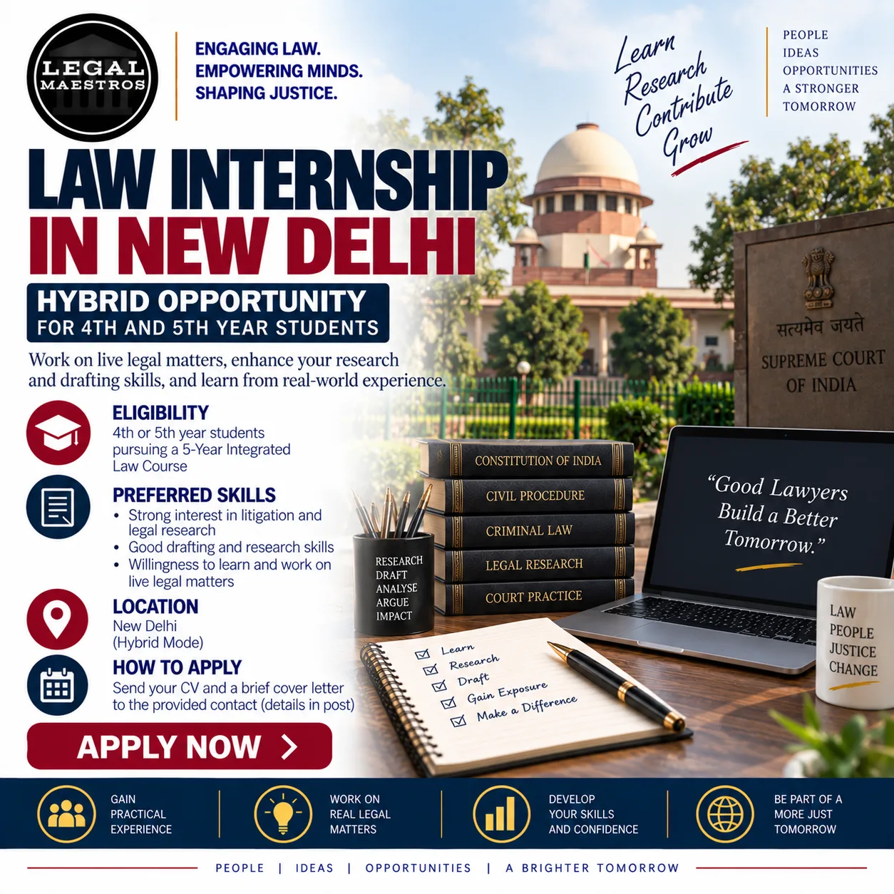 Law Internship in New Delhi: Hybrid Opportunity for 4th and 5th Year Students