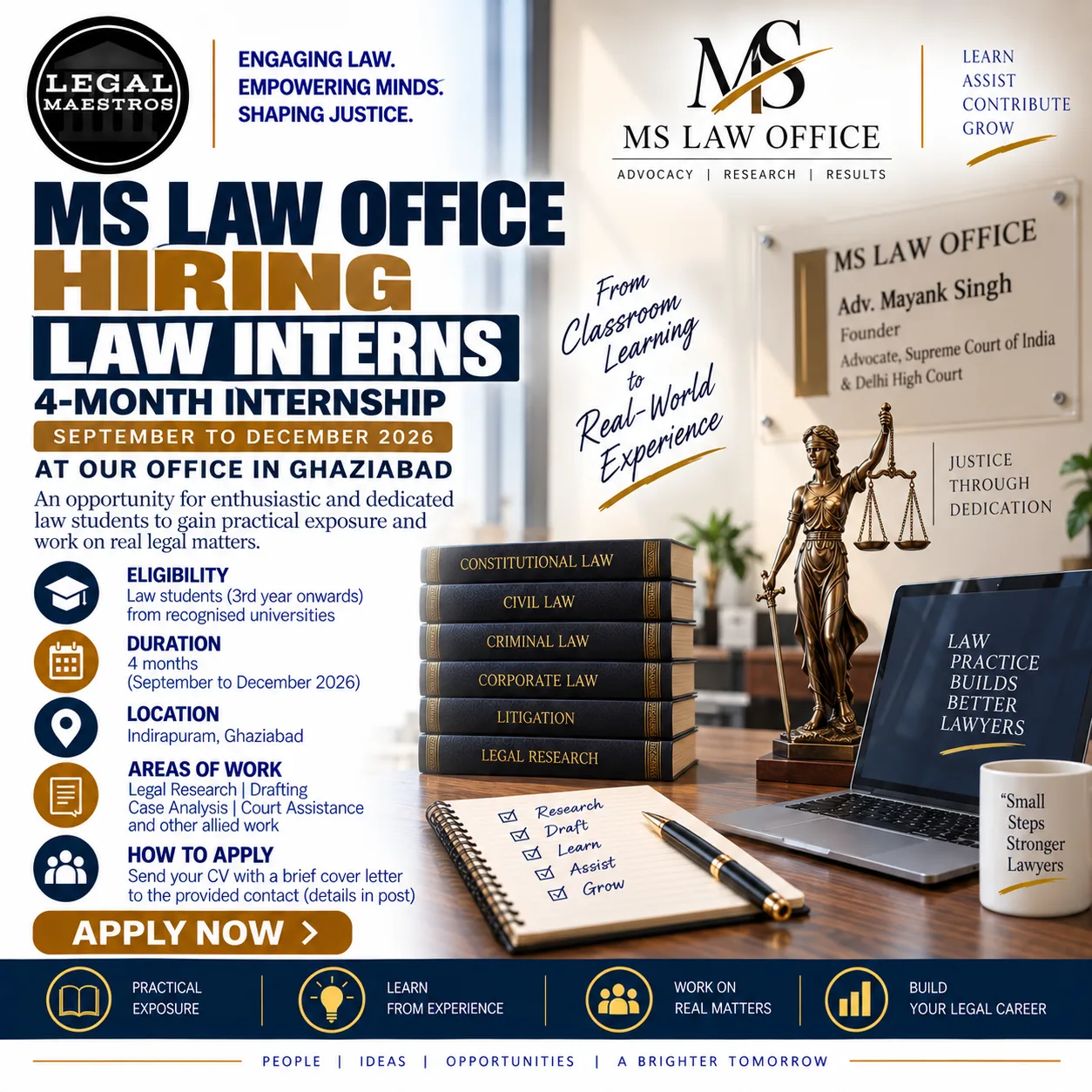 MS Law Office Hiring Law Interns in Ghaziabad: 4-Month Internship