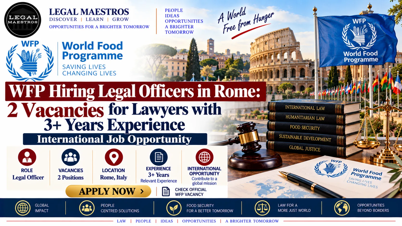WFP Hiring Legal Officers in Rome: 2 Vacancies for Lawyers with 3+ Years Experience | International Job Opportunity