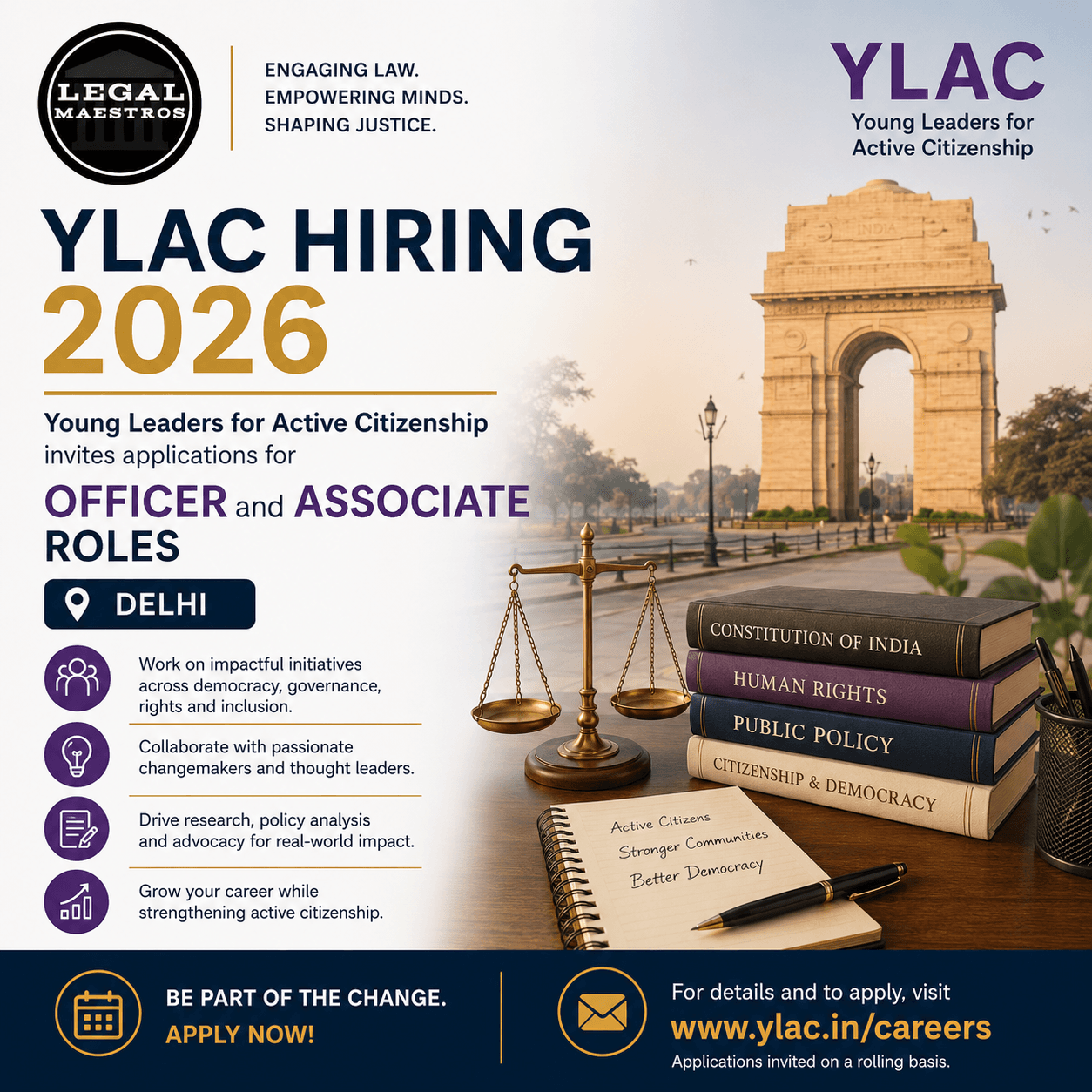 YLAC Hiring 2026: Young Leaders for Active Citizenship Invites Applications for Officer and Associate Roles in Delhi