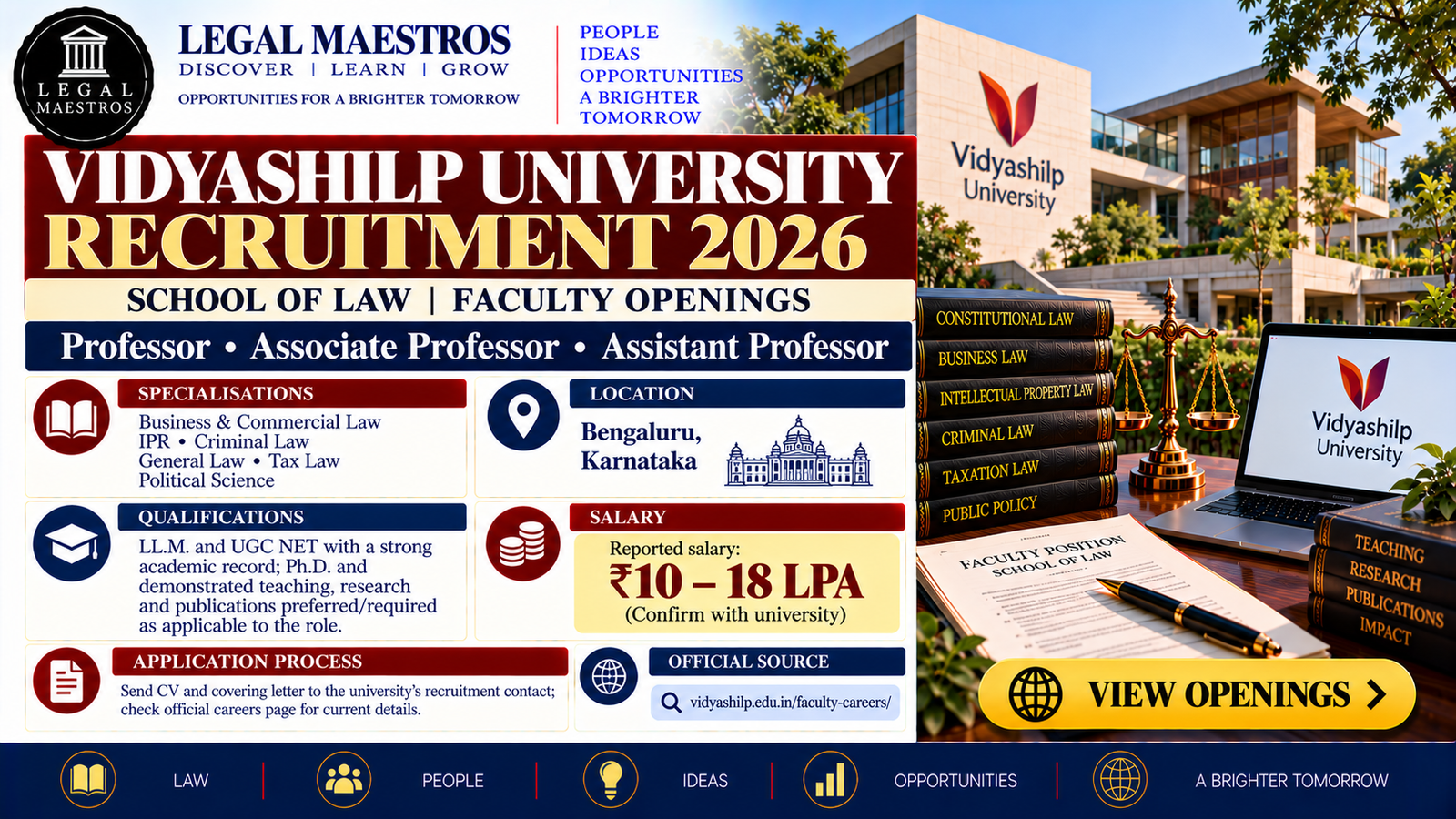 Vidyashilp University Recruitment 2026: Professor, Associate Professor and Assistant Professor of Law, Salary ₹10–18 LPA