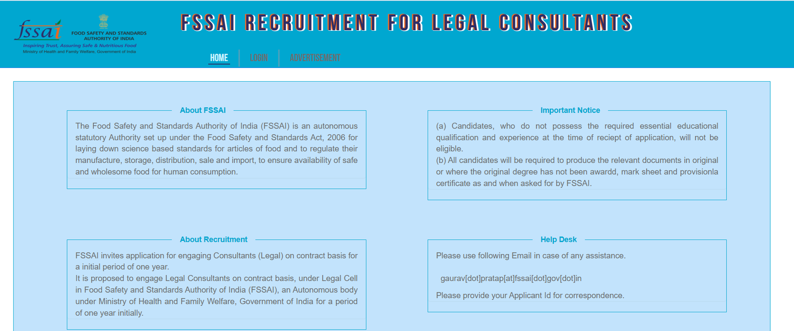FSSAI RECRUITMENT LEGAL MAESTROS